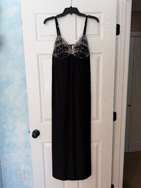Long black lingerie dress